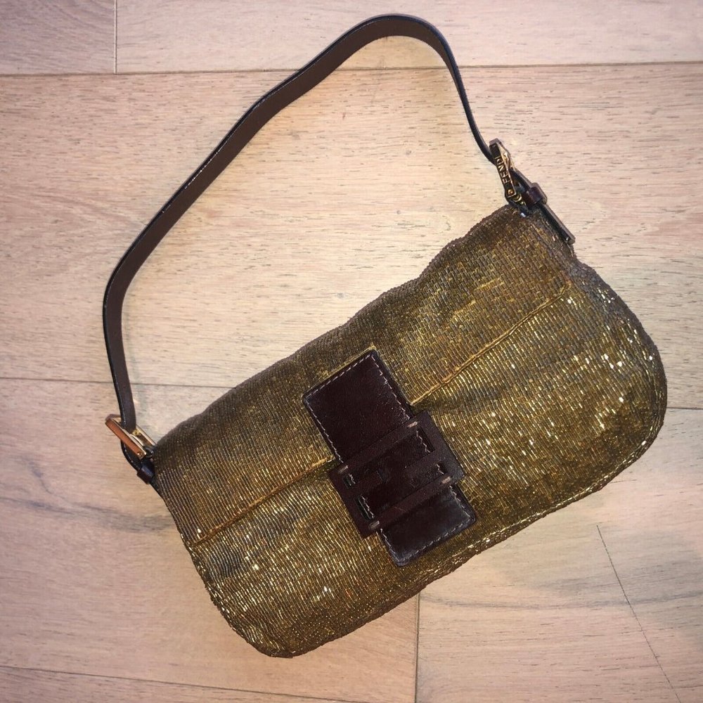 Fendi Shoulder Bag - Beaded Baguette, Gold Beads